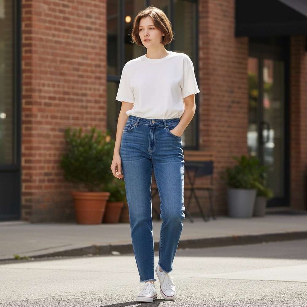 PAIGE Hoxton Ankle Transcend Vintage High Rise Skinny Jeans Raw Frayed Hem 29 - Picture 1 of 16